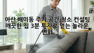 아산 배미동 주거 공간 청소 컨설팅: 깨끗한 집, 3분 투자로 얻는 놀라운 변화!